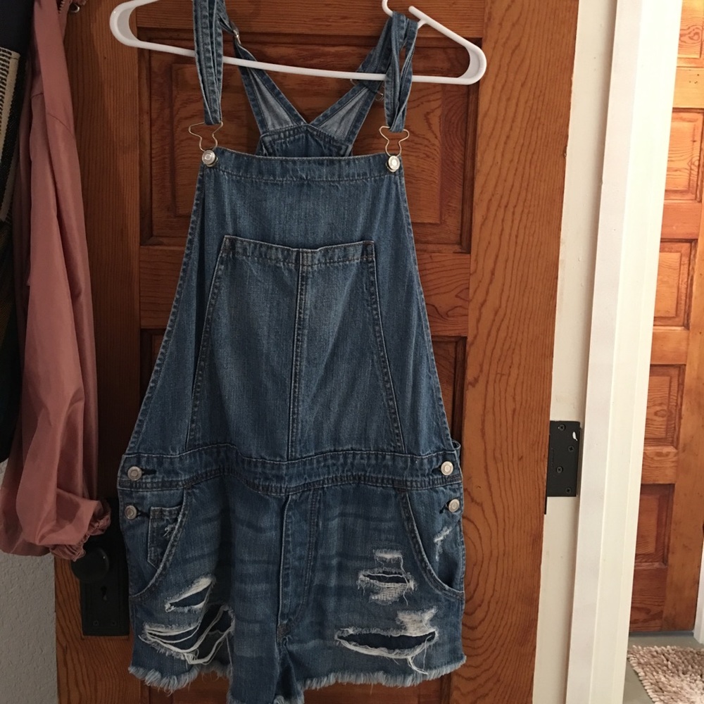 Denim short overalls